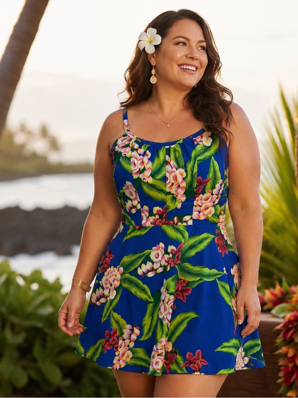 Vintage 1990s Hilo Hattie Sundress Womens 12 Made in Hawaii Tropical Floral Mini